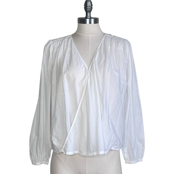 Treasure & Bond Tops - Treasure & Bond Light Wrap Blouse Top in White